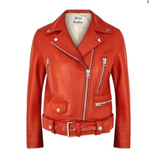 Xs, Acne Studios, red leather biker jacket, barely worn